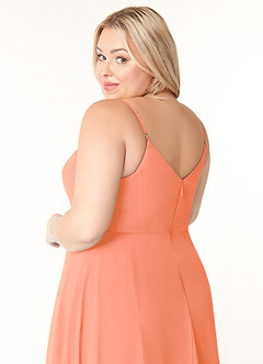 Azazie Clarissa Bridesmaid Dresses Sunset A-Line V-Neck Chiffon Dress image12