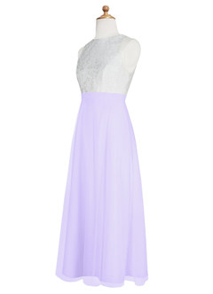 Azazie Albertine Junior Lilac A-Line Lace Chiffon Dress image9