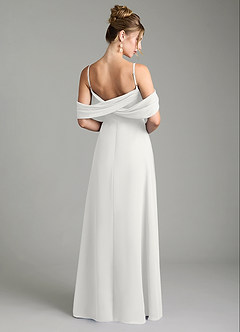 Azazie Mercedes Bridesmaid Dresses White A-Line Off the Shoulder Chiffon Dress image6