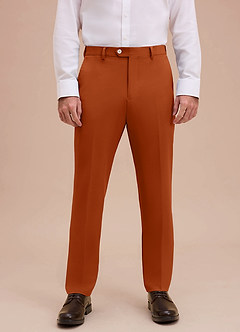 front Ethan Orange Brûlée Pantalon habillé en tissu raffiné