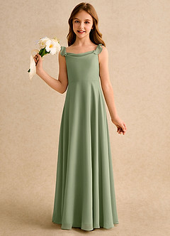 Azazie Puppy Girls Formal Flower Girl Dresses Pistachio A-Line Pleated Chiffon Dress image3