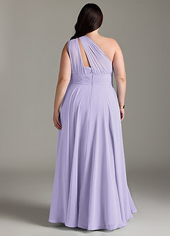 Azazie Charlize Robes de demoiselle d'honneur Robe Trapèze en Mousseline de soie Ue épaule Lilas image2