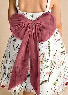 Azazie Peppa Flower Girl Dresses Ivory Merlot A-Line Sweetheart Neckline Tulle Dress image6