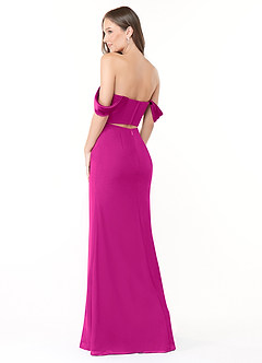Azazie Lynnie Robes de demoiselle d'honneur Robe Sirène Convertible en Mousseline de soie Épaule décolletée Fuchsia image5