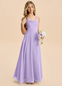 Azazie Gia Junior Lilac A-Line Pleated Chiffon Dress image5