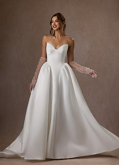 Azazie Kamira Wedding Dresses Diamond White Ball-Gown Strapless Satin Dress image6