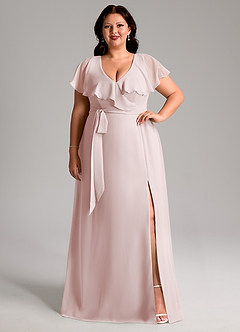 Azazie Lainey Bridesmaid Dresses Blushing Pink A-Line with Pockets Chiffon Dress image8