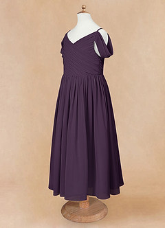 Azazie Chelle Flower Girl Dresses Plum A-Line Pleated Chiffon Dress image8