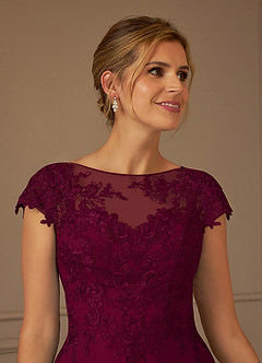 Azazie Terrano vestidos de madre de la novia Vestido de Borgoña de Encaje de Corte En A con Cucharón image4