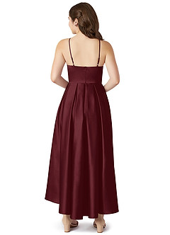 Azazie Jemima Junior Klänning av A-Line i Stretch Satin med fickor image2