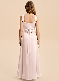 Azazie Kiki Junior Robe Trapèze en Satin extensible Arc Rose Pâle image2