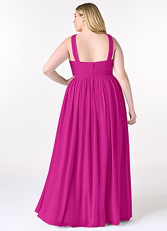Azazie Elvira Jurken voor bruidsmeisjes Jurk van Chiffon met A-Lijn Geplooid Fuchsia image8