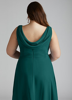 Azazie Karina Bridesmaid Dresses Peacock A-Line Pleated Chiffon Dress image10
