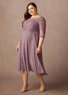 Azazie Marge Mother of the Bride Dresses Dusty Rose A-Line Scoop Lace Chiffon Dress image9