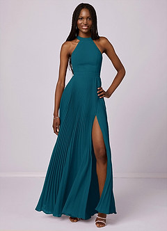 Barbie ♥ Azazie Bridesmaid Dresses Ink Blue A-Line Pleated Chiffon Dress image1