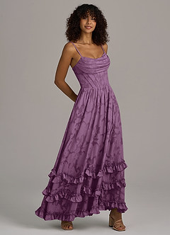 Azazie Lettie Bridesmaid Dresses Wisteria A-Line Corset Floral Burnout Dress image4