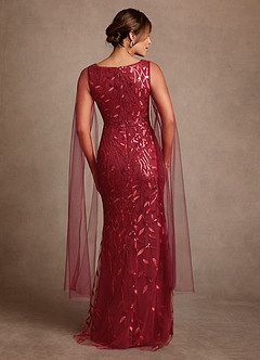 Azazie Arizona vestidos de madre de la novia Vestido de Cabernet de Tul de Corte Recto con Encaje image3