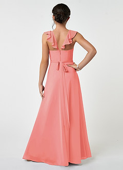 Azazie Emily Junior Coral A-Line Ruched Chiffon Dress image2