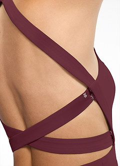 Azazie Clarice Bridesmaid Dresses Cabernet A-Line Halter Chiffon Dress image7