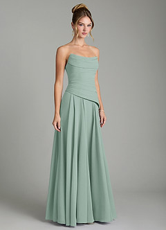 Azazie Gabriela Bridesmaid Dresses Agave A-Line Corset Chiffon Dress image5
