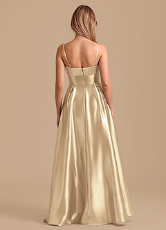 Azazie Lucienne Bridesmaid Dresses Champagne A-Line Pleated Metallic Satin Dress image2