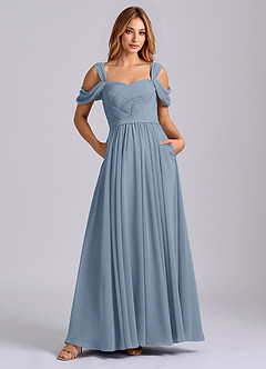 Azazie Koa Final Sale Sky Blue A-Line Off the Shoulder Chiffon Dress image1