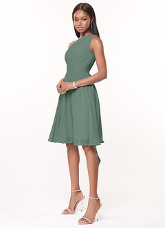 Azazie Katrina Jurken voor bruidsmeisjes Jurk van Chiffon met A-Lijn One-Shoulder Eucalyptus image3