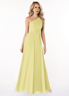 Azazie Dallas Bridesmaid Dresses Lemon Sorbet A-Line One Shoulder Chiffon Dress image3
