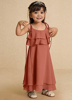 Azazie Temi Flower Girl Dresses Clay A-Line Spaghetti Strap Chiffon Dress image7