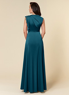 Azazie Narine Kleider für die Brautmutter A-Linie Hoher Ausschnitt Plissee Stretch-Satin Kleid Tintenblau image5