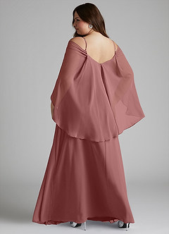 Azazie Cienna Bridesmaid Dresses Desert Rose A-Line Long Sleeve Chiffon Dress image8