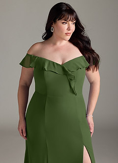 Azazie Sophie Bridesmaid Dresses Olive A-Line Off the Shoulder Chiffon Convertible Dress image11