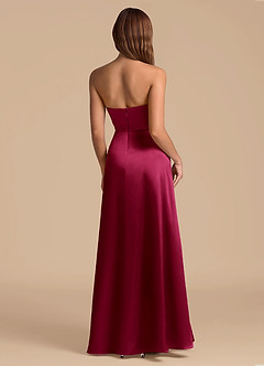 Azazie Wren 신부 들러리 드레스 A라인 스트랩리스 메탈릭 새틴 바닥 길이 드레스 image2