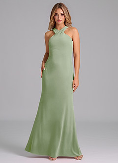 Azazie Doretta Bridesmaid Dresses Dusty Sage Mermaid Pleated Velvet Dress image3
