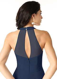 Azazie Danica Bridesmaid Dresses Dark Navy A-Line Pleated Chiffon Dress image5