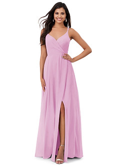 Azazie Lennon Bridesmaid Dresses Candy Pink A-Line Lace Chiffon Dress image1