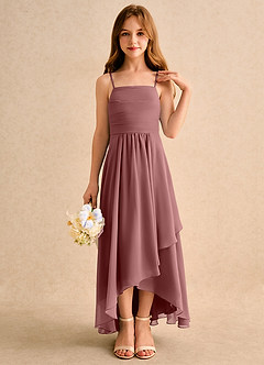 Azazie Twilight Dance Girls Formal Blumenmädchenkleider A-Linie Plissee Chiffon Kleid Wüstenrose image5