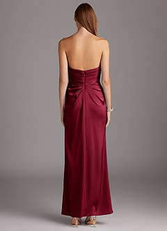 Azazie Lexie Bridesmaid Dresses Burgundy Sheath Strapless Stretch Satin Convertible Dress image3