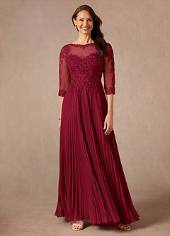 Azazie Corinne Mother of the Bride Dresses Burgundy A-Line Sequins Chiffon Dress image1