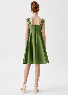 Azazie Amira Junior Robe Trapèze en Satin extensible Plissée Genévrier image2