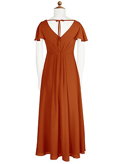 Azazie Peony Junior Jurk van Chiffon met A-Lijn Geplooid Paprika image7