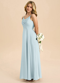 Azazie Bug Junior Robe Trapèze en Satin extensible Plissée Brume image7