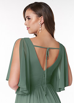 Azazie Temeka Bridesmaid Dresses Eucalyptus A-Line Ruched Chiffon Dress image5
