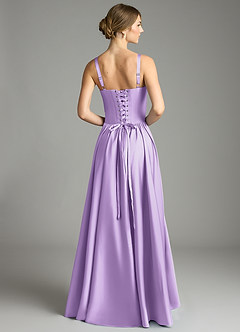 Azazie Evadina Suknie dla druhen Linia A Gorset Satyna elastyczna Do ziemi Sukienka image2