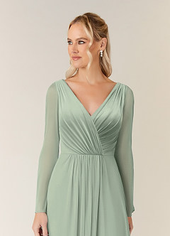 Azazie Teraso Klänningar till brudens mor Klä A-Line i Maska Plisserad Dusty Sage image4