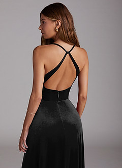 Azazie Davis Probar vestidos en casa Vestido de Negro de terciopelo de Corte en A image6