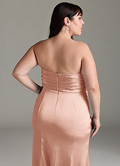 Azazie Yola Brautjungfernkleider Wandelbar Etui Plissee mit V-Ausschnitt Stretch-Satin Kleid Roségold image15