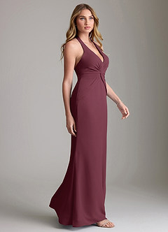 Azazie Valerie Bridesmaid Dresses Cabernet Mermaid Pleated Chiffon Dress image4