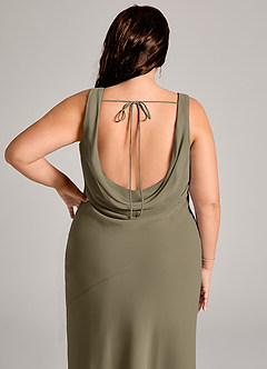 Azazie Rylina Bridesmaid Dresses Willow Green Mermaid Pleated Chiffon Dress image12