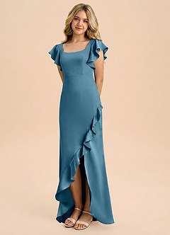 Azazie Demi Junior Robe Sirène en Satin extensible Arc Bermude image1